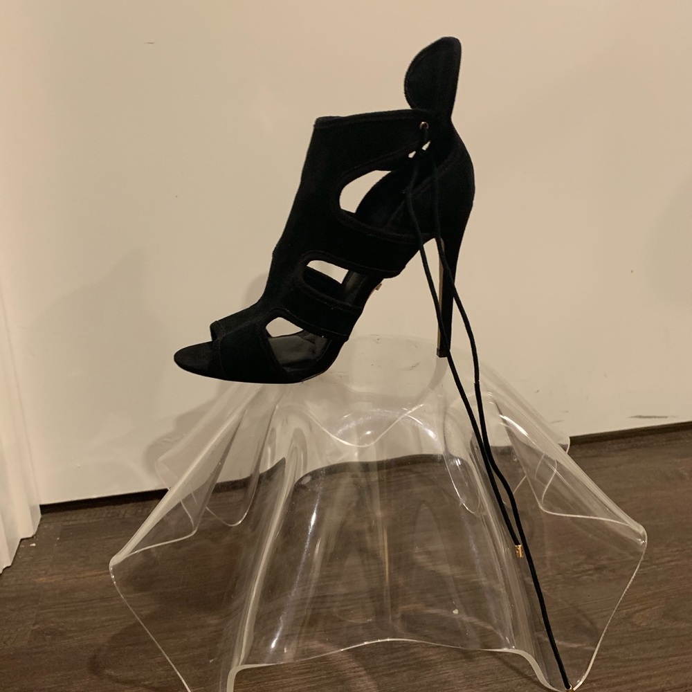 Top shop black heels with laces.